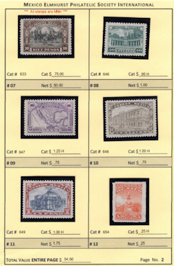 Picture of a circuit sale page with stamps of Mexico